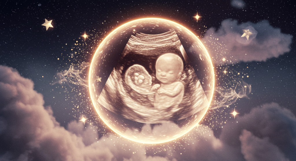 Ultrasound of a baby in a sphere