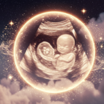 Ultrasound of a baby in a sphere