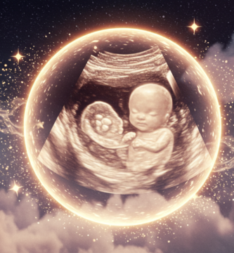Ultrasound of a baby in a sphere